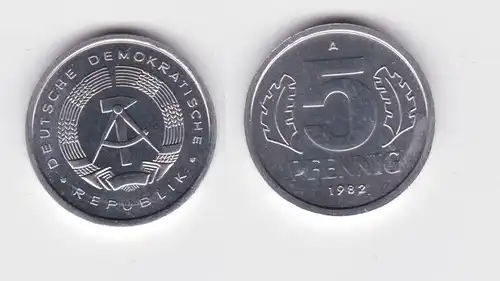 5 Pfennig Aluminium Münze DDR 1982 Stempelglanz (163154)