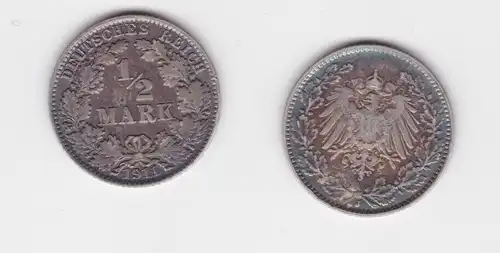 1/2 Mark Silber Münze Kaiserreich 1911 J Jäger 16 (164470)
