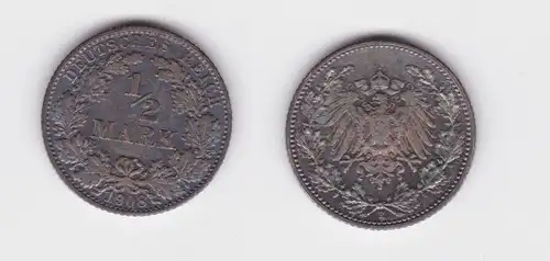 1/2 Mark Silber Münze Deutsches Reich 1908 E (165928)