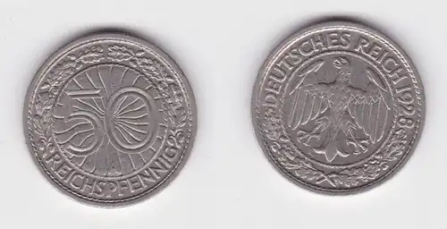 50 Pfennig Nickel Münze Weimarer Republik 1928 A (162953)