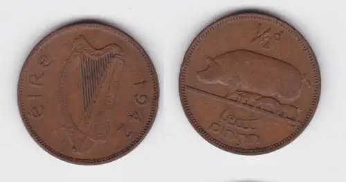 1/2 Pingin Bronze Münze Irland 1942 (160549)