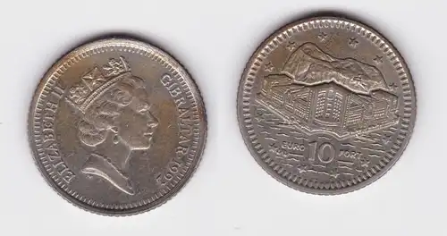 10 Cents Nickel Münze Gibraltar Euro Port 1992 vz (161430)