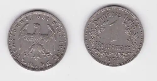 1 Mark Nickel Münze III.Reich 1934 A Jäger Nr. 354 (164673)
