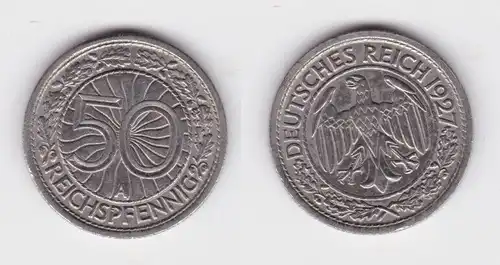 50 Pfennig Nickel Münze Weimarer Republik 1927 A (156422)