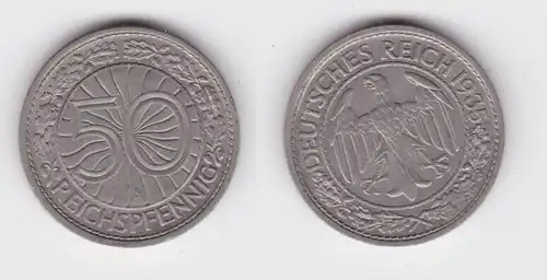 50 Pfennig Nickel Münze Weimarer Republik 1935 A f.vz (151619)
