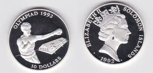 10 Dollar Silber Münze Solomon Islands Olympische Spiele 1992 Boxen (143896)