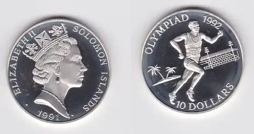 10 Dollar Silber Münze Solomon Islands 1991 Olympische Spiele 1992 (145496)