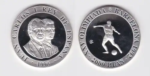 2000 Pesetas Silbermünze Spanien 1990 Olympiade Barcelona 1992 Fußball (150447)