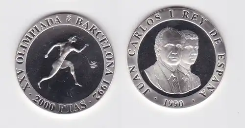 2000 Pesetas Silbermünze Spanien 1990 Olympiade Barcelona 1992 Läufer (152399)