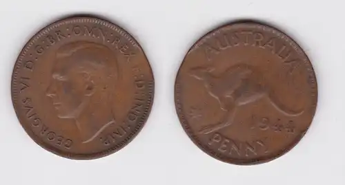 1 Penny Bronze Münze Australien Georg VI. 1944 ss (149899)