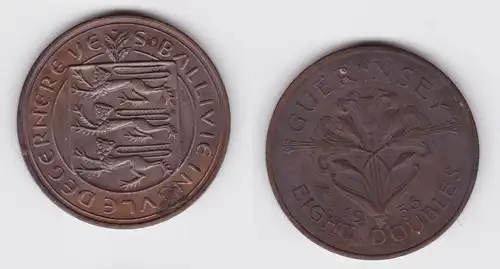 8 Doubles Kupfer Münze Guernsey 1956 vz (147921)