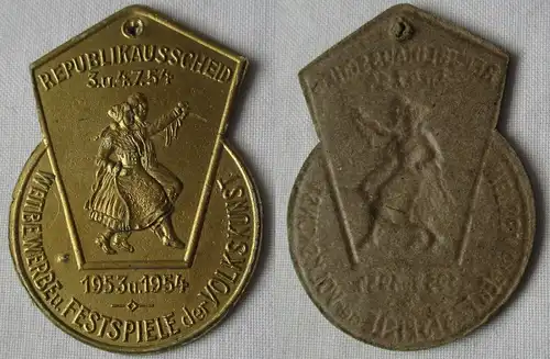 rares DDR Papp Abzeichen Wettbewerbe & Festspiele der Volkskunst 1954 (145916)