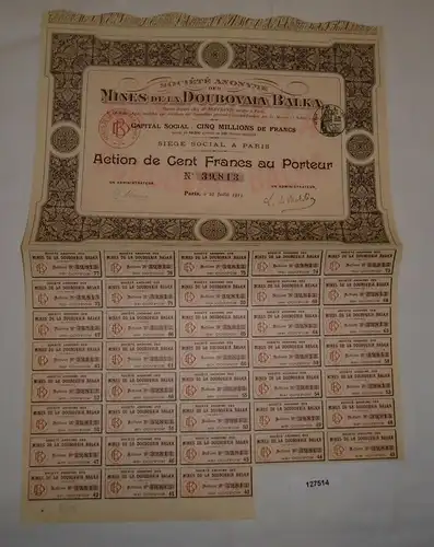 10 Francs Aktie Mines de la Doubovaia Balka Paris 28. Juli 1913 (127514)