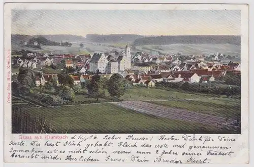 900702 AK Gruss aus Krumbach - Totalansicht mit Schloss Krumbach 1906