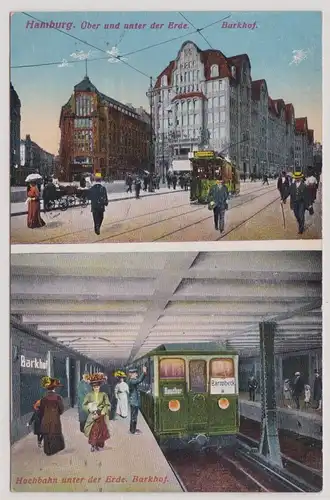 89942 AK Hamburg - Über u. unter der Erde, Barkhof & Hochbahn unter d. Erde 1913