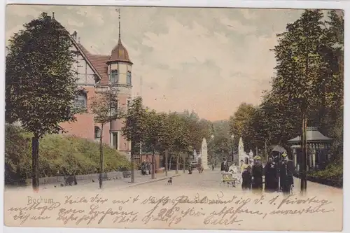 900643 AK Bochum - Eingang zum Stadtpark, Straßenansicht mit Pavillon 1905