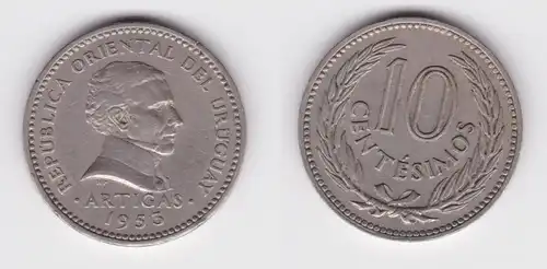 10 Centesimos Kupfer Nickel Münze 1953 Uruguay (161460)