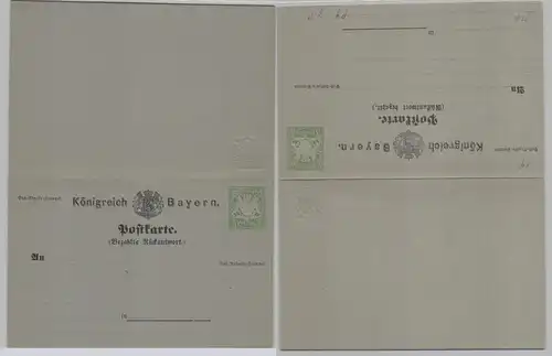 44285 GS Postkarte mit Antwort P9 Bayern 3/3 Pfennig um 1876