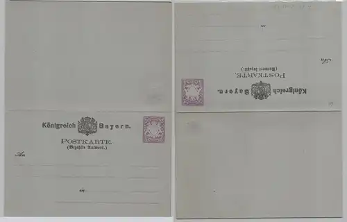 94833 GS Postkarte mit Antwort P20 II Bayern 5/5 Pfennig um 1879