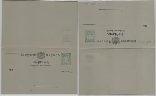 74741 GS Postkarte mit Antwort P5 Bayern 2/2 Pfennig um 1875