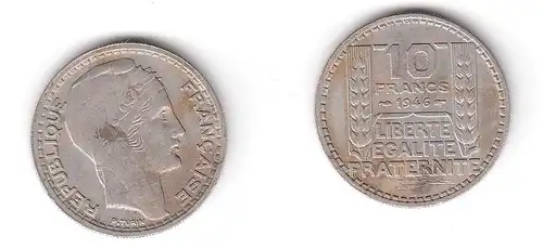 10 Franc Kupfer Nickel Münze Frankreich 1946 (115215)