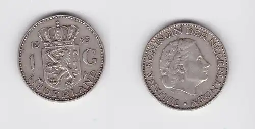 1 Gulden Silber Münze Niederland 1955 (134576)