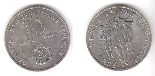 DDR Gedenk Münze 10 Mark Ernst Thälmann 1986 (111977)