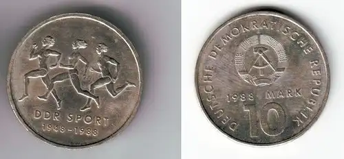 DDR Gedenk Münze 10 Mark 40 Jahre DDR Sport 1988 (112105)