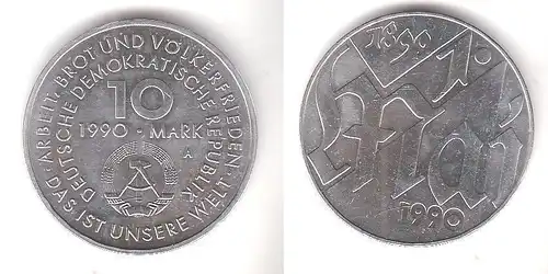 DDR Gedenk Münze 10 Mark 100.Jahre 1.Mai Feiertag 1990 (108505)
