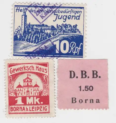 3 seltene Spenden Marken Borna Gewerkschaft um 1925 (10549)