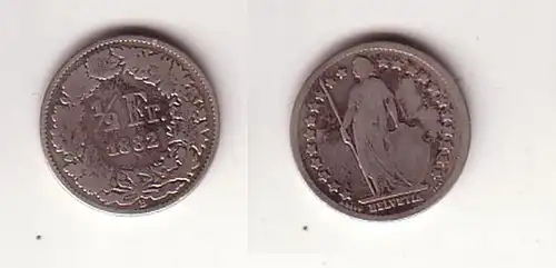 1/2 Franken Silber Münze Schweiz 1882 (102946)