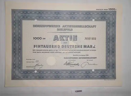 1000 Mark Aktie Dürkoppwerke AG Bielefeld Januar 1955 (128880)