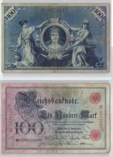 100 Mark Reichsbanknote Deutsches Reich 17.April 1903 (128749)