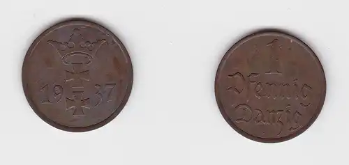 1 Pfennig Kupfer Münze Danzig 1923 Jäger D 2 vz (150388)