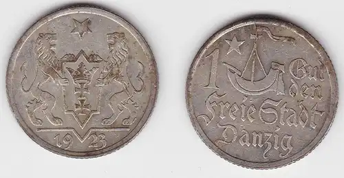 1 Gulden Silber Münze Freie Stadt Danzig 1923 ss+ (150533)