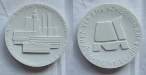 DDR Porzellan Medaille 25 Jahre VEB BMK Kohle und Energie 1959-1984 (149174)