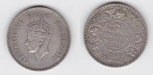 1 Rupie Silber Münze britisch Indien 1940 (140733)