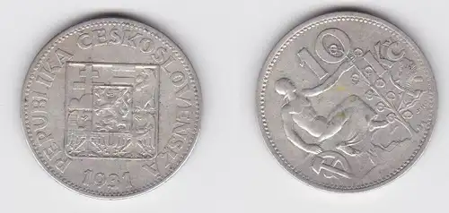 10 Kronen Silber Münze Tschechoslowakei 1931 (140796)