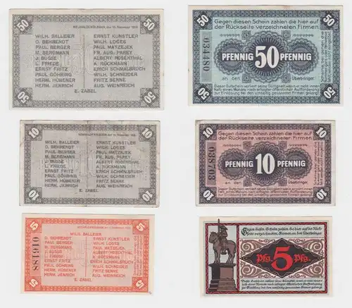 5, 10 und 50 Pfennig Banknoten Notgeld Neuhaldensleben 1918/19 (137374)