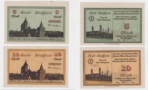 5 und 10 Mark Banknoten Notgeld Stadt Staßfurt 01.10.1918 (134905)