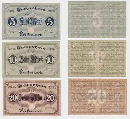 5,10 & 20 Mark Banknoten Notgeld Stadt Pößneck o.D. (134886)