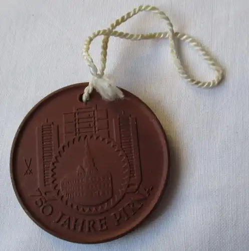 seltene Meissner Porzellan Medaille 750 Jahre Pirna 1233-1983 (127640)