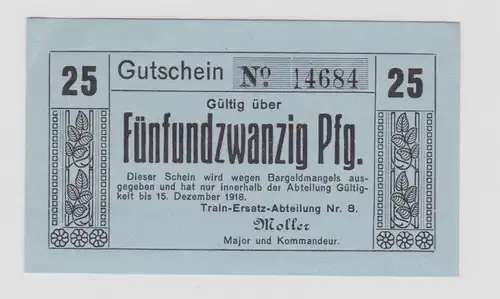 25 Pfennig Banknote Notgeld Train Ersatz Abteilung Nr.8 (122526)