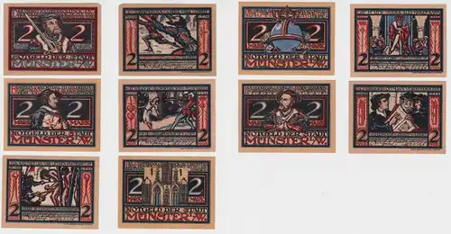 5 x 2 Mark Banknoten Notgeld Münster i.W. 1.8.1921 (138202)