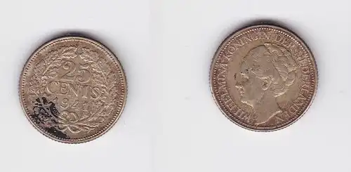 25 Cents Silber Münze Niederlande 1941 (127235)