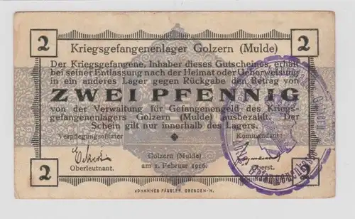 2 Pfennig Banknote Kriegsgefangenenlager Golzern Mulde 1.Weltkrieg (138060)