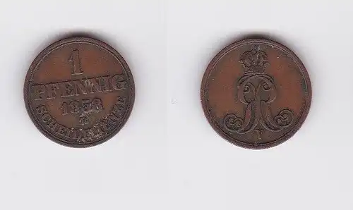 1 Pfennig Kupfer Münze Hannover 1858 B (122889)