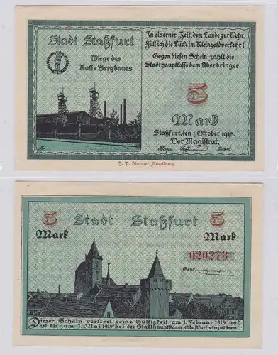 5 Mark Banknote Notgeld Stadt Staßfurt 1.10.1918 (126244)