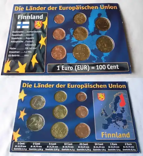 Euro Kursmünzsatz mit 8 Münzen Finnland von 1 Cent bis 2 Euro (119775)