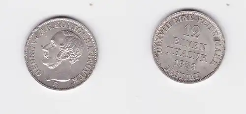 1/12 Taler Silber Münze Hannover Georg V. 1853 B (126645)